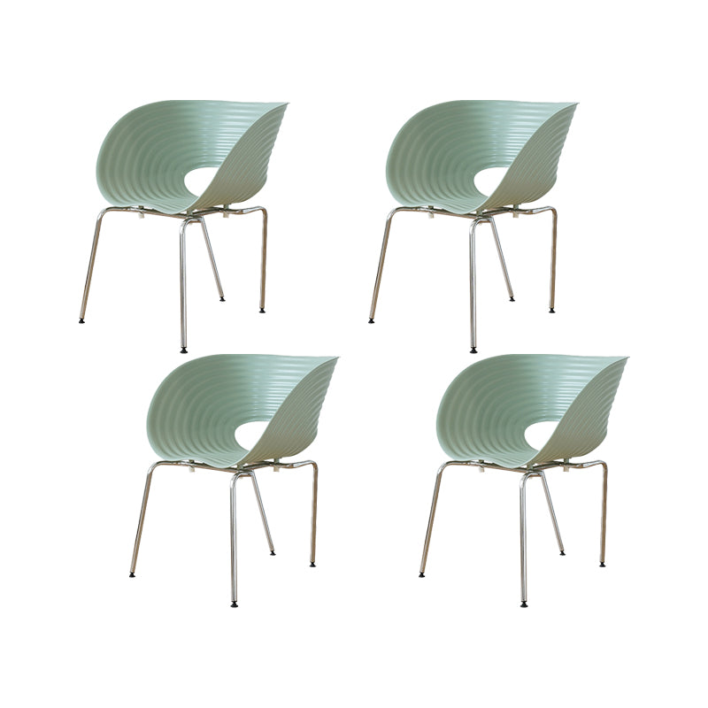 Industrial Plastic Arm Chair Metal Base Indoor Dining Chair for Home