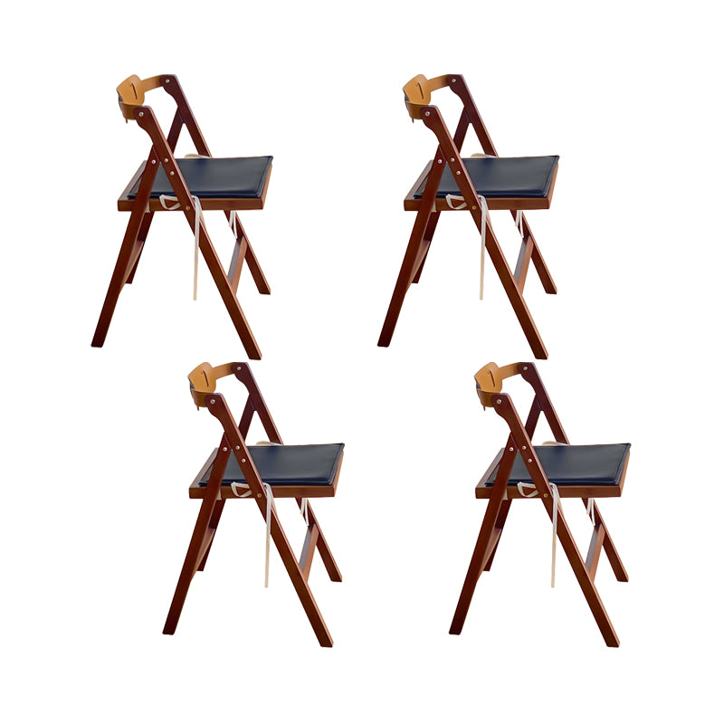 Modern Folding Side Chair Wooden Open Back Dining Chair for Home
