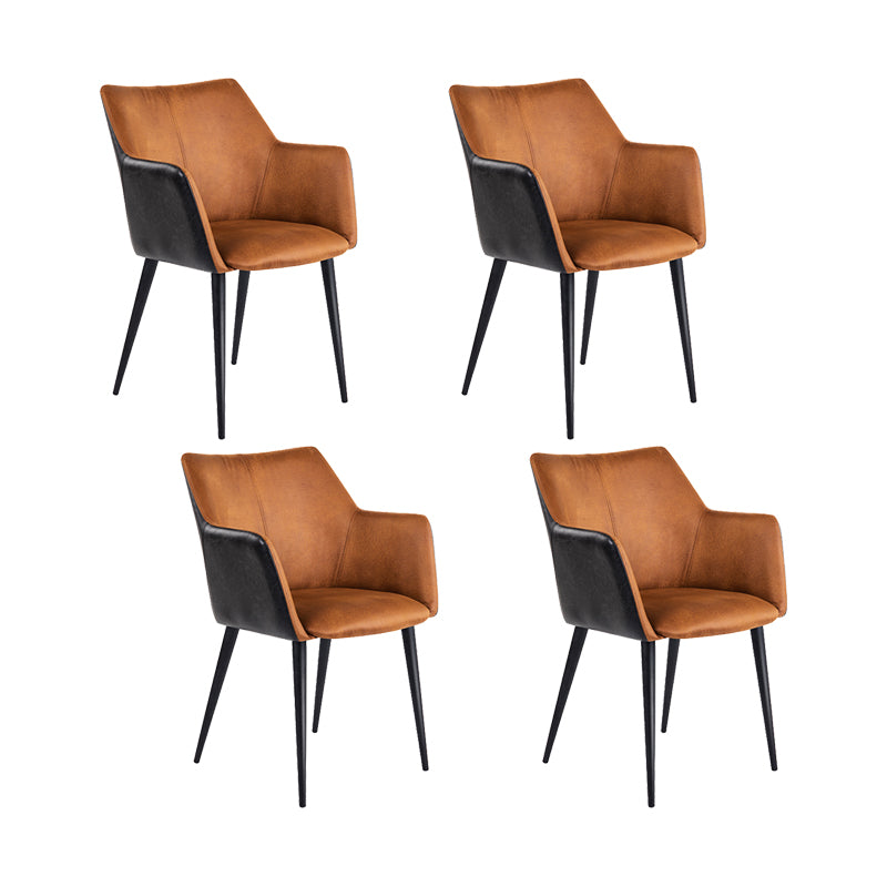 Faux Leather Arm Chair Metal Base Indoor Dining Chair for Dining Room