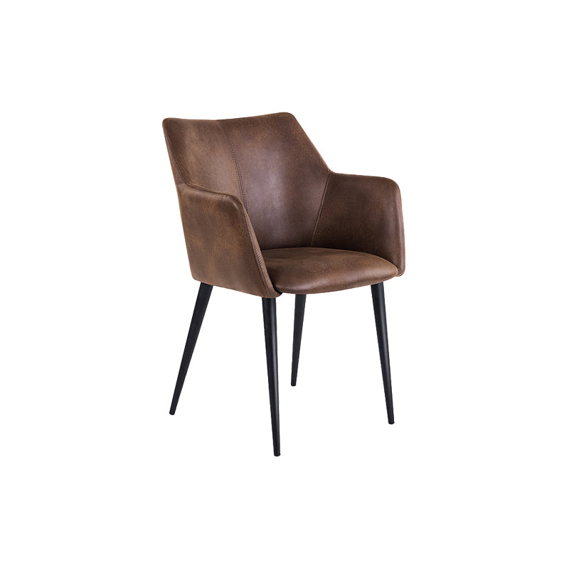 Faux Leather Arm Chair Metal Base Indoor Dining Chair for Dining Room