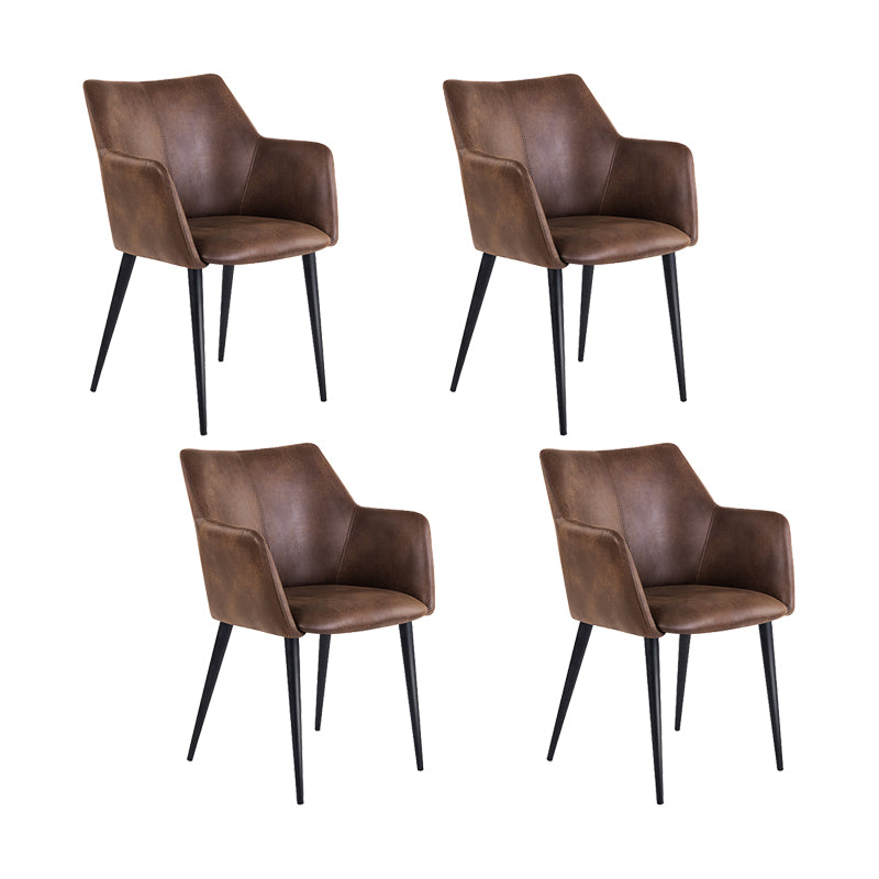 Faux Leather Arm Chair Metal Base Indoor Dining Chair for Dining Room