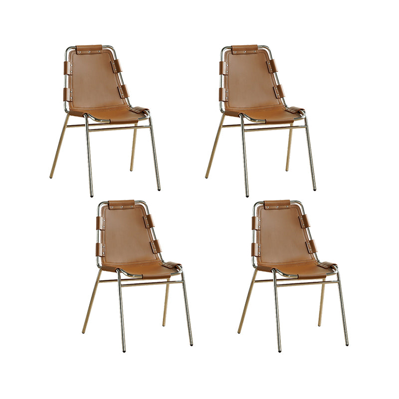Modern Style Side Chair Leather Metal Base Dining Chair for Home