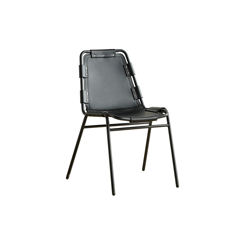 Modern Style Side Chair Leather Metal Base Dining Chair for Home