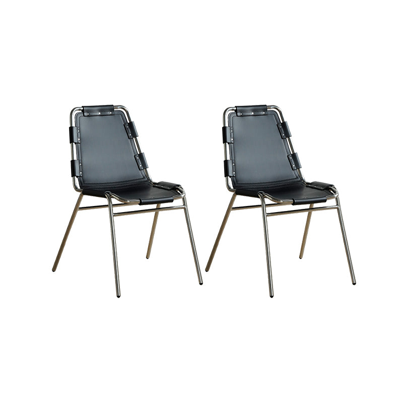 Modern Style Side Chair Leather Metal Base Dining Chair for Home