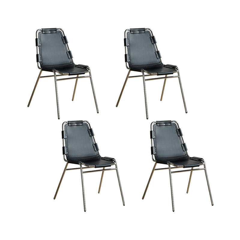 Modern Style Side Chair Leather Metal Base Dining Chair for Home