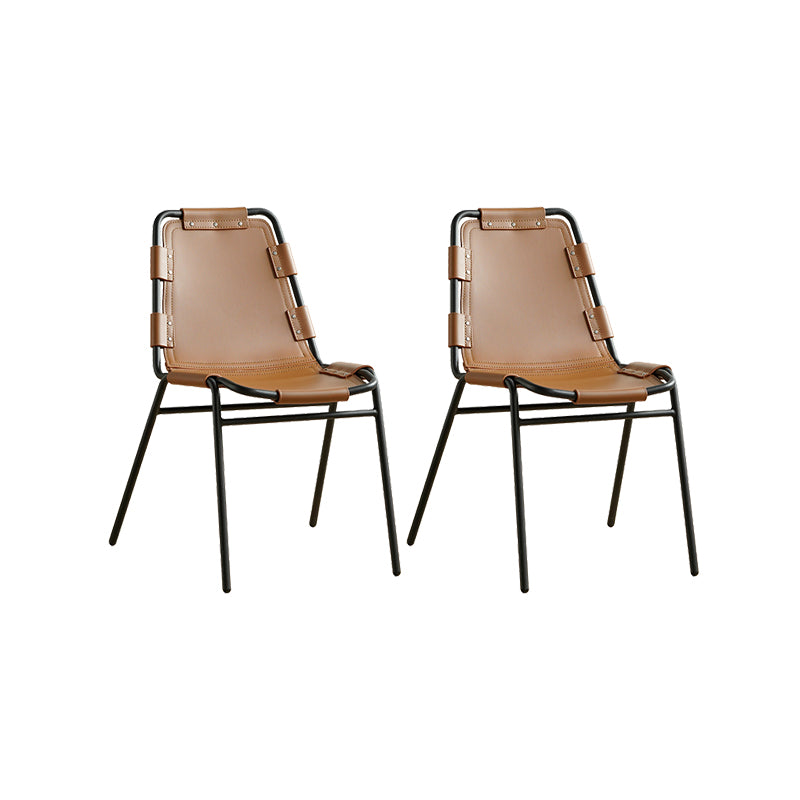 Modern Style Side Chair Leather Metal Base Dining Chair for Home