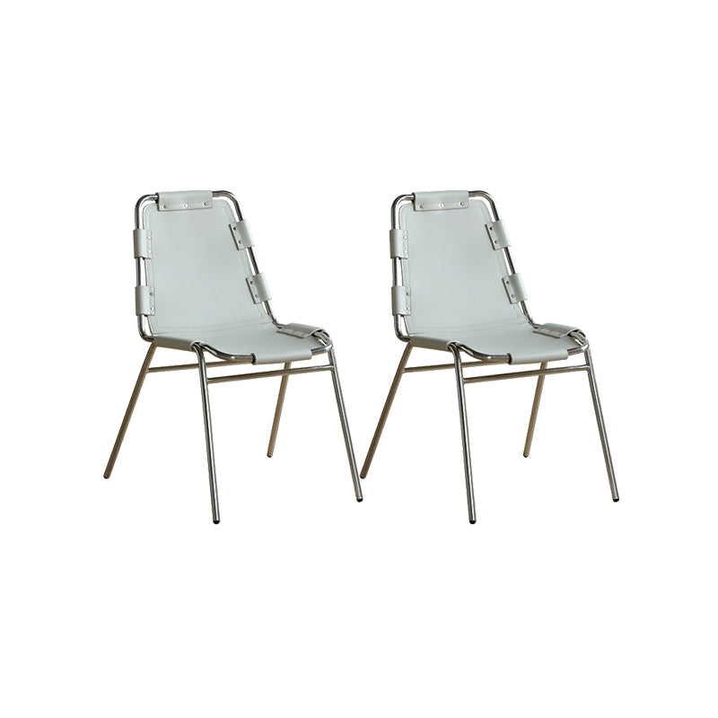 Modern Style Side Chair Leather Metal Base Dining Chair for Home
