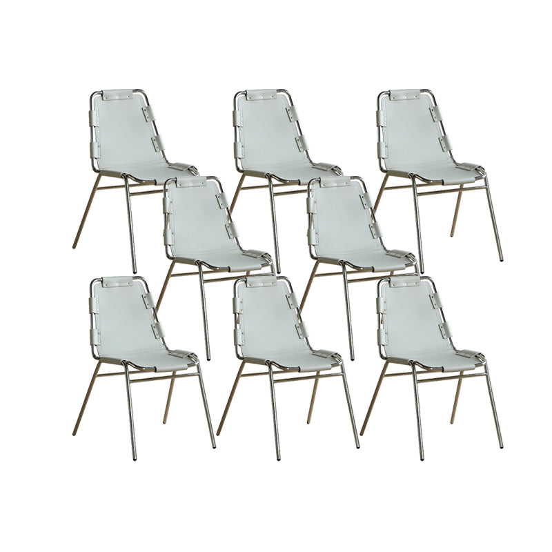 Modern Style Side Chair Leather Metal Base Dining Chair for Home