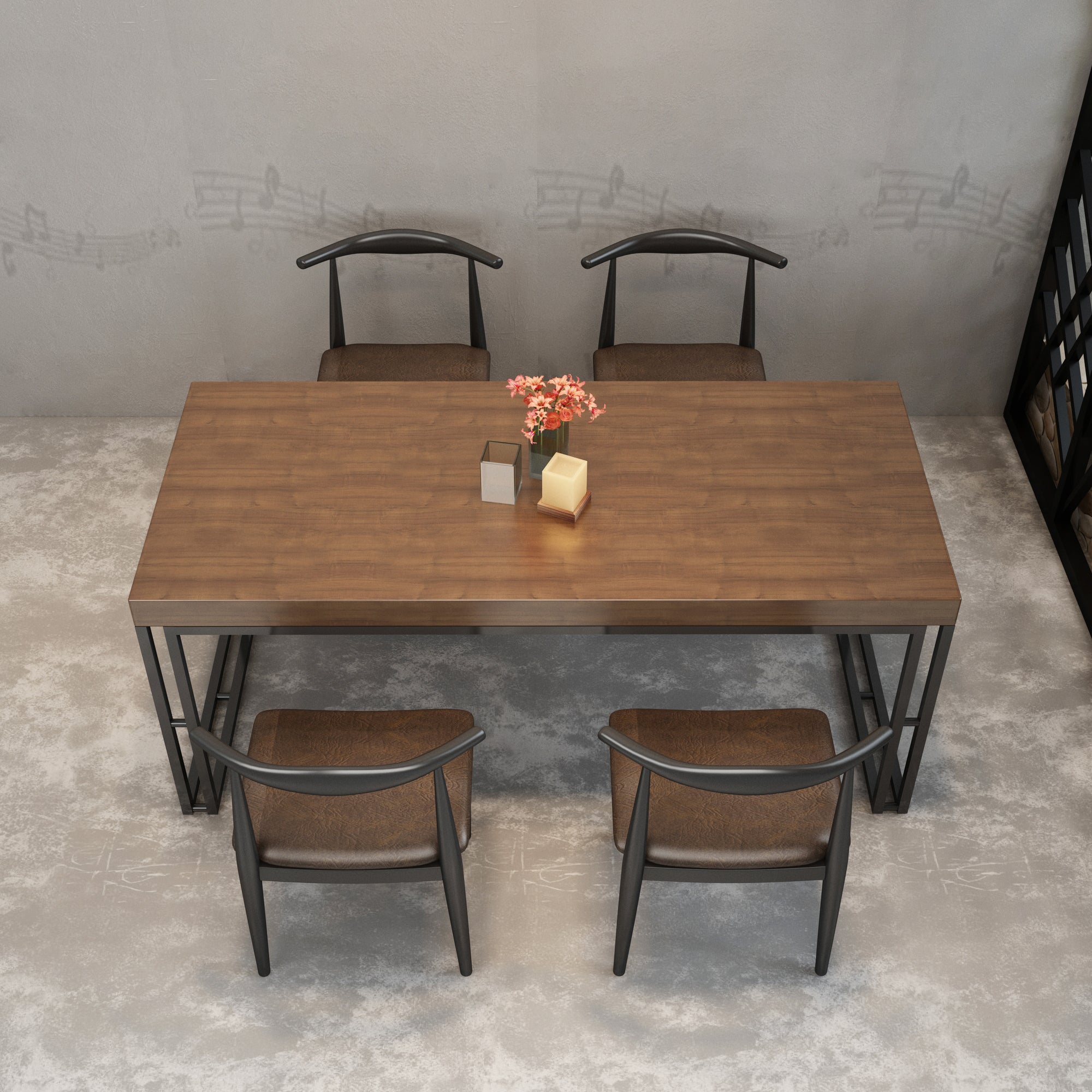 Industrial Rectangle Wood Dining Table 1/5/7 Pieces Dining Set for Barbecue Shop
