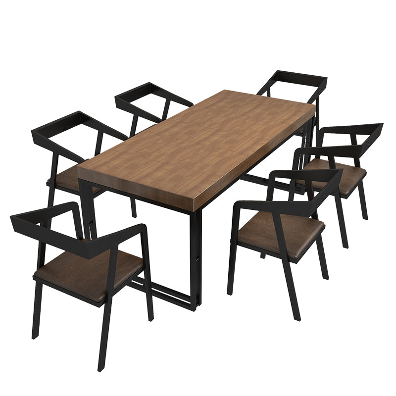 Industrial Rectangle Wood Dining Table 1/5/7 Pieces Dining Set for Barbecue Shop