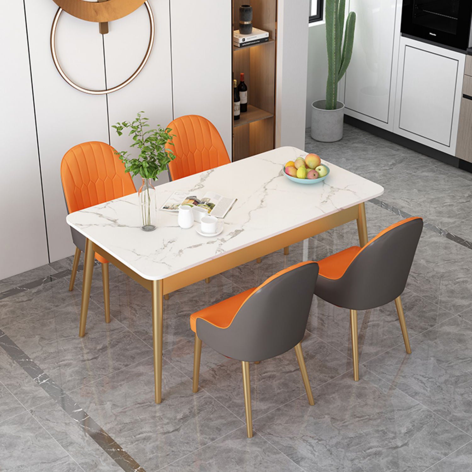 Dinner Room Luxury Dining Table Kitchen Stone 4 Legs Dining Table