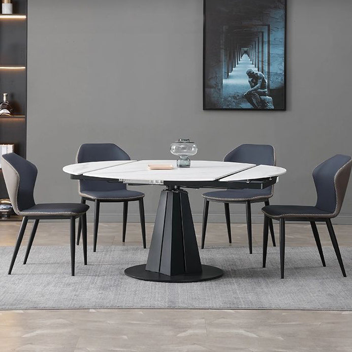Modern Style Extendable Table Pedestal Dining Table for Kitchen