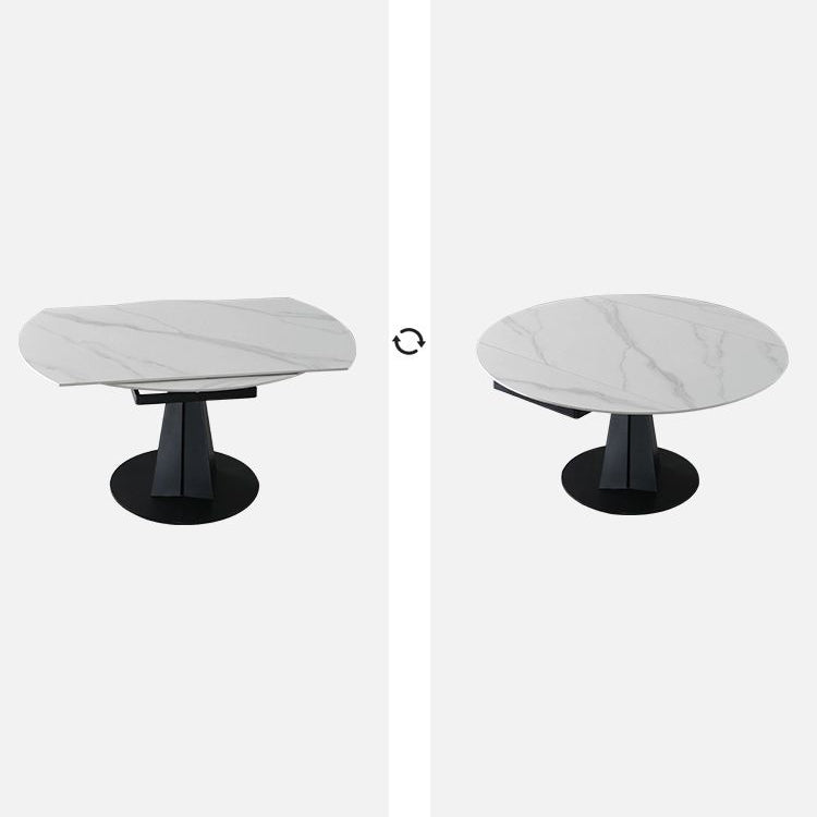 Modern Style Extendable Table Pedestal Dining Table for Kitchen