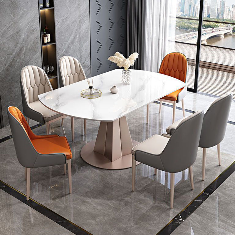 Convertible Furniture Glam Pedestal Dining Table for Kitchen