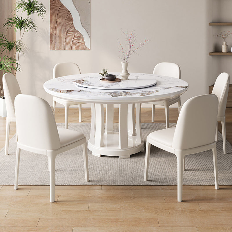 Glam Dining Table Turntable Pedestal Dining Table for Kitchen