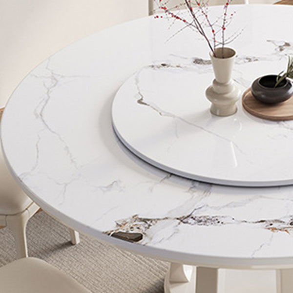 Glam Dining Table Turntable Pedestal Dining Table for Kitchen