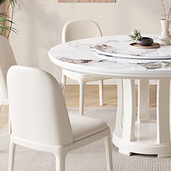 Glam Dining Table Turntable Pedestal Dining Table for Kitchen