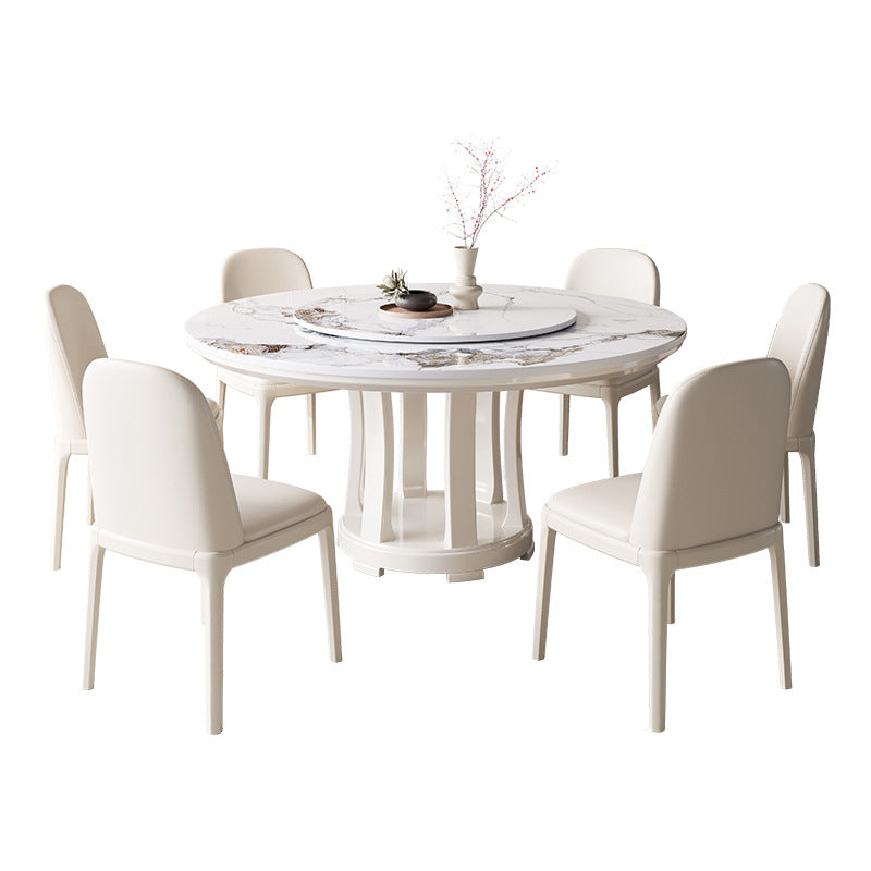 Glam Dining Table Turntable Pedestal Dining Table for Kitchen