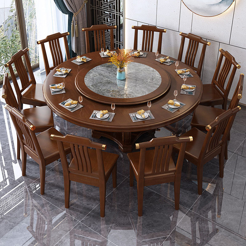 Solid Wood Pedestal Dining Table Tradition Turntable Kitchen Table