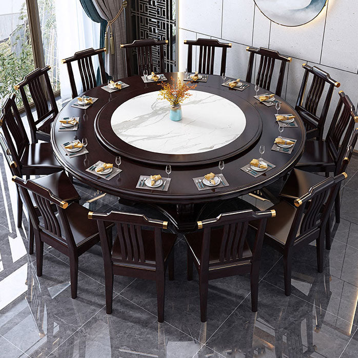 Solid Wood Pedestal Dining Table Tradition Turntable Kitchen Table