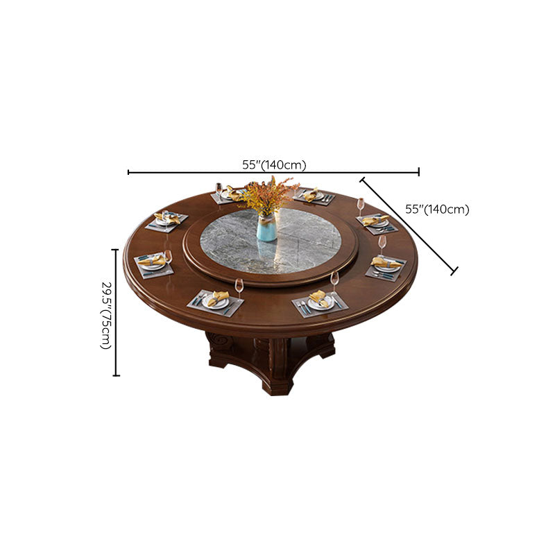 Solid Wood Pedestal Dining Table Tradition Turntable Kitchen Table