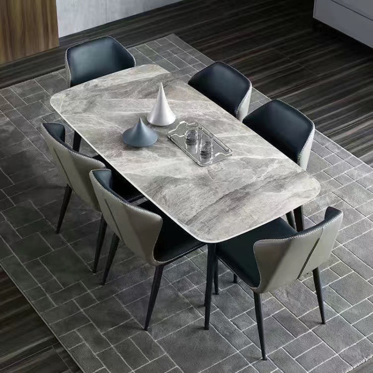 Metal Base Table Sintered Stone Top Dining Table for Kitchen