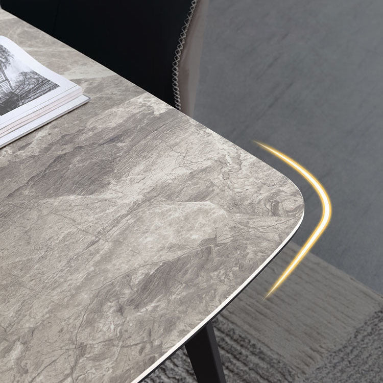 Metal Base Table Sintered Stone Top Dining Table for Kitchen