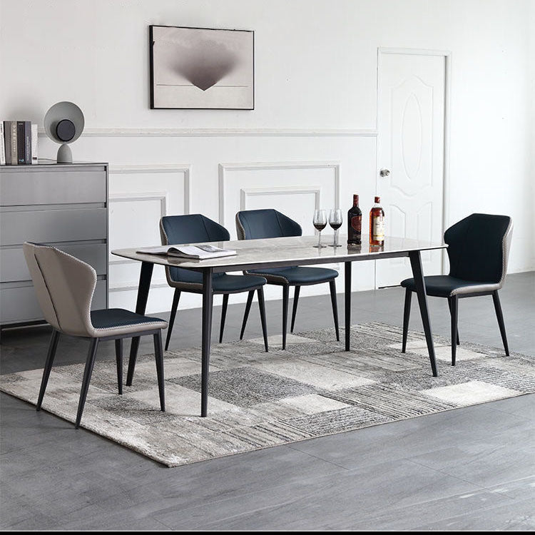 Metal Base Table Sintered Stone Top Dining Table for Kitchen