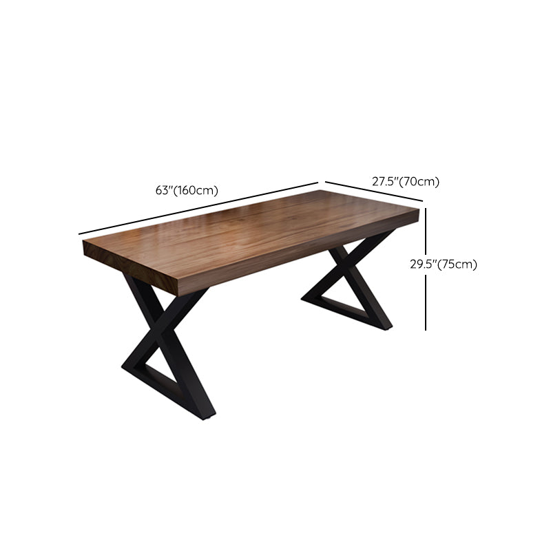 Solid Wood Dining Table Industrial Style Dining Table with Black Frame