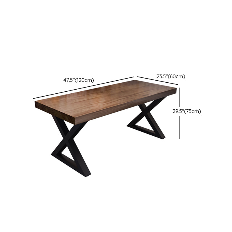 Solid Wood Dining Table Industrial Style Dining Table with Black Frame