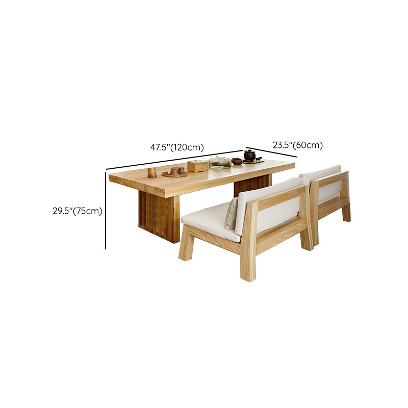 Modern Style Dining Table Rectangle Solid Wood Dining Table with Double Pedestal