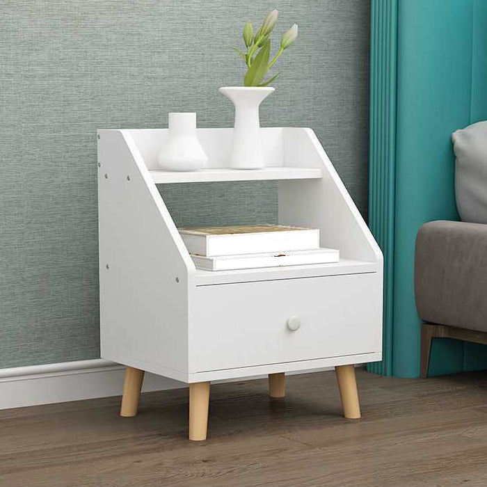 Open Storage Accent Table Nightstand Antique Finish Modern Bed Nightstand with Legs
