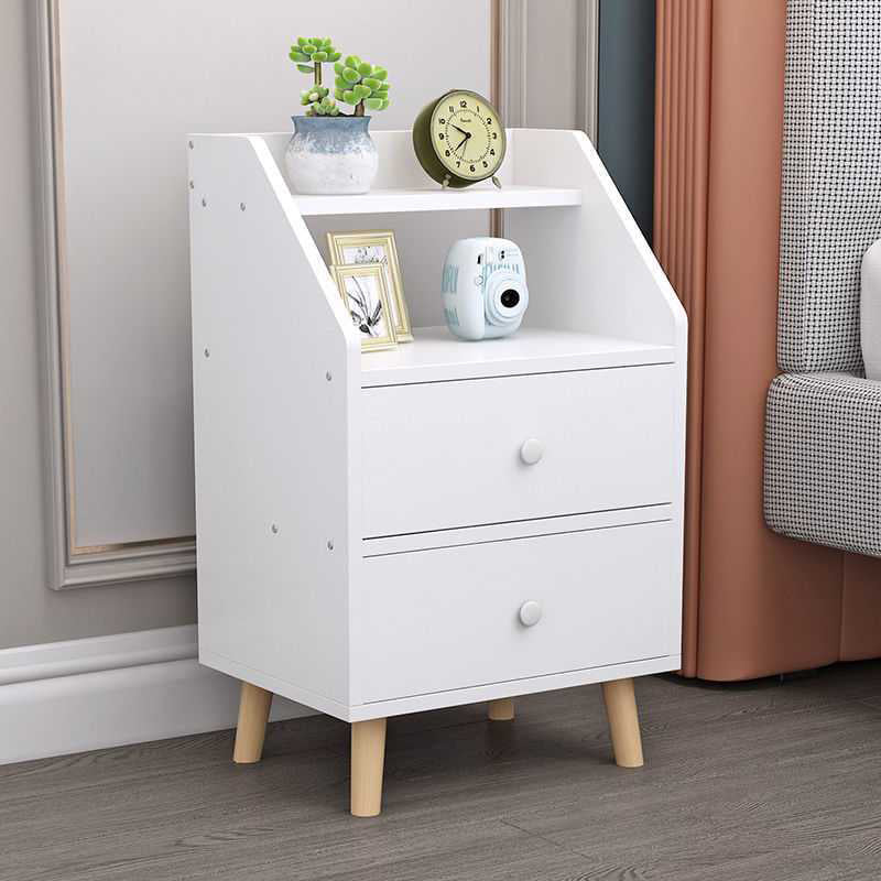 Open Storage Accent Table Nightstand Antique Finish Modern Bed Nightstand with Legs