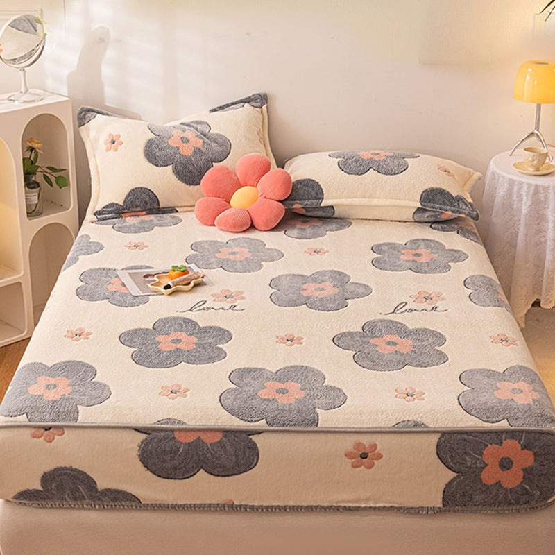 Fade Resistant Sheet Set Printed Breathable Flannel Soft Fitted Sheet