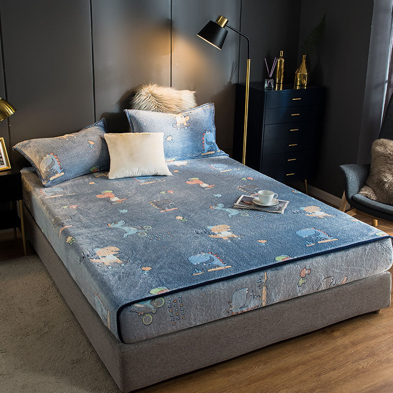 Fade Resistant Sheet Set Printed Breathable Flannel Soft Fitted Sheet