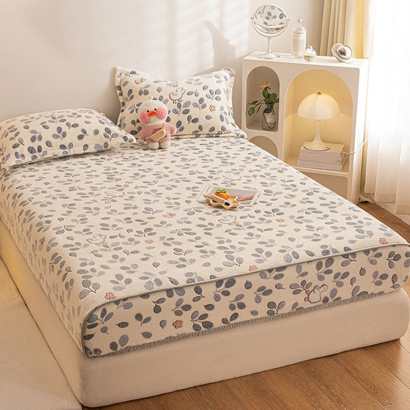 Fade Resistant Sheet Set Printed Breathable Flannel Soft Fitted Sheet