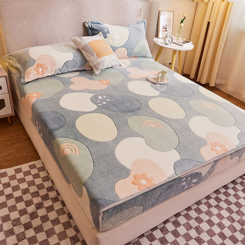 Fade Resistant Sheet Set Printed Breathable Flannel Soft Fitted Sheet