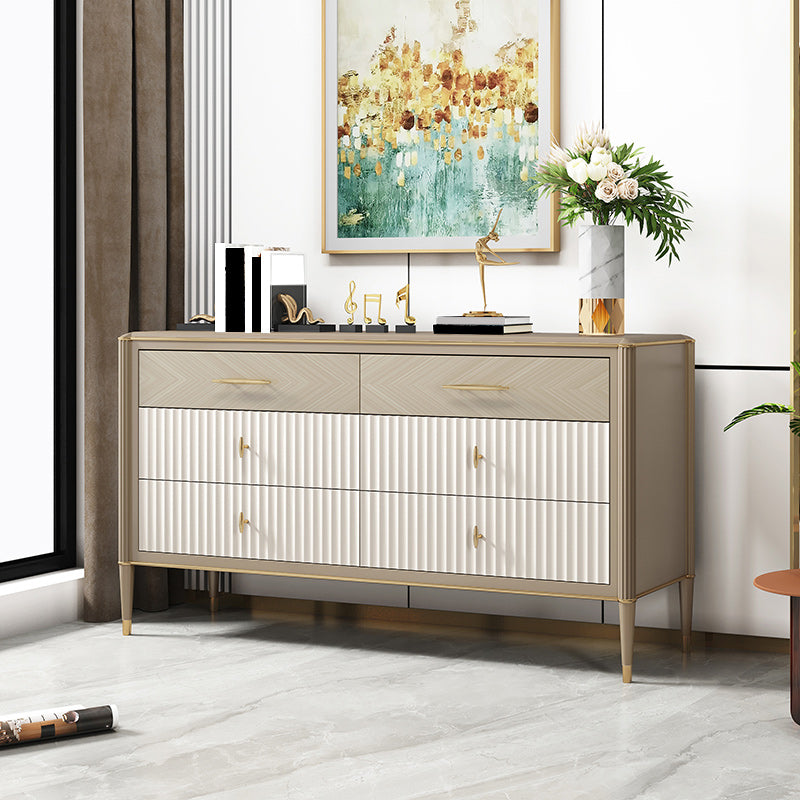 6 Drawers Dresser Classic Glam Stone Storage Chest Dresser , 15.6 Inch Width