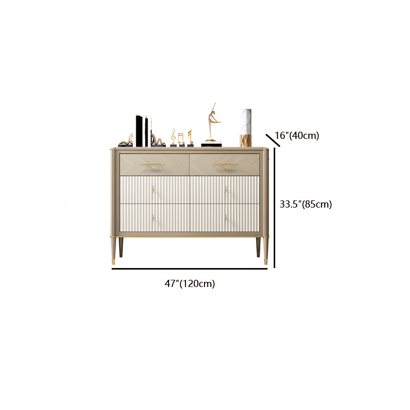 6 Drawers Dresser Classic Glam Stone Storage Chest Dresser , 15.6 Inch Width