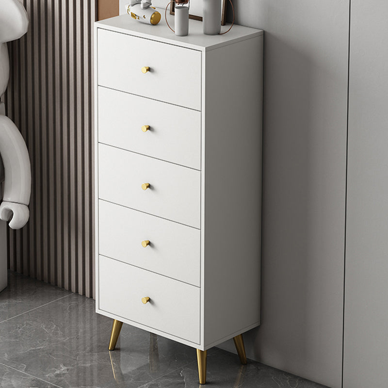 Vertical Glam Storage Chest Wooden Soft-Close Drawers Dresser with Metal Feet
