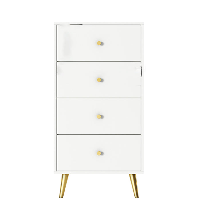 Vertical Glam Storage Chest Wooden Soft-Close Drawers Dresser with Metal Feet