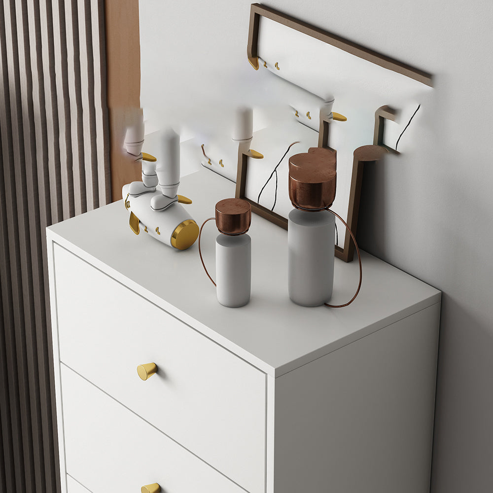 Vertical Glam Storage Chest Wooden Soft-Close Drawers Dresser with Metal Feet