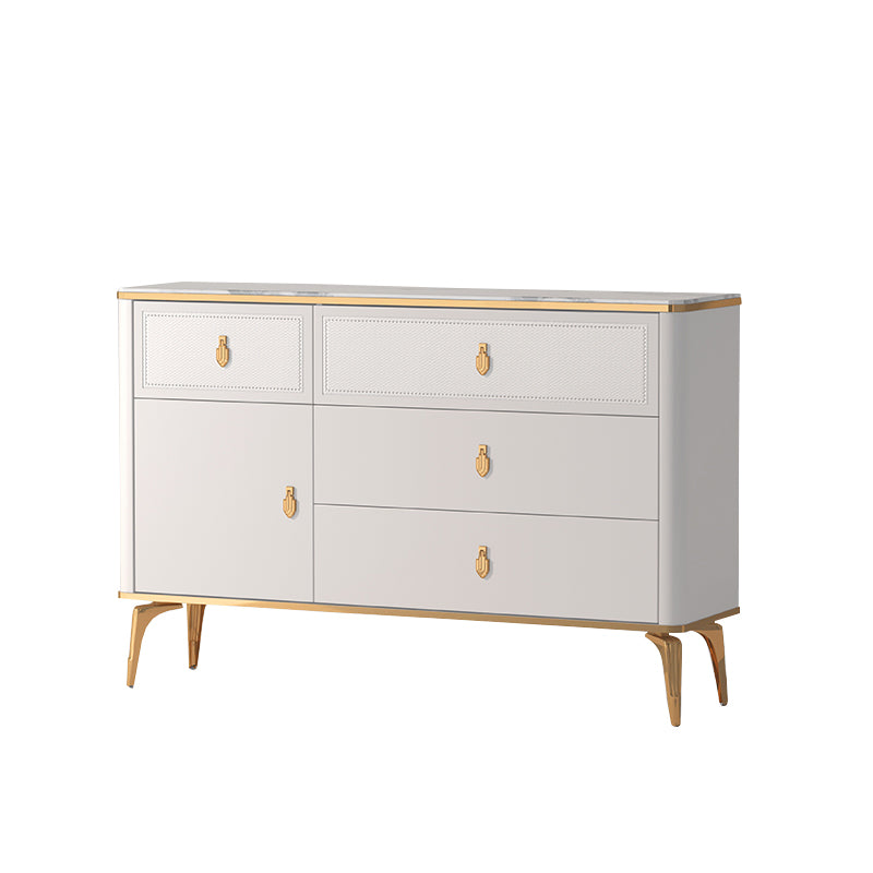 Classic Glam Stone Double Dresser Horizontal Storage Chest for Bedroom