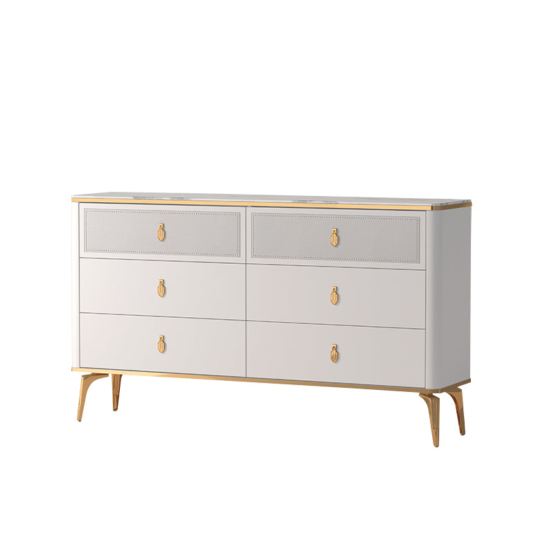 Classic Glam Stone Double Dresser Horizontal Storage Chest for Bedroom