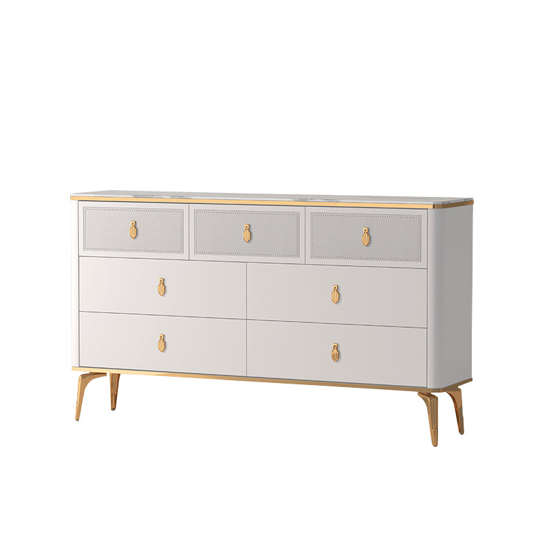 Classic Glam Stone Double Dresser Horizontal Storage Chest for Bedroom