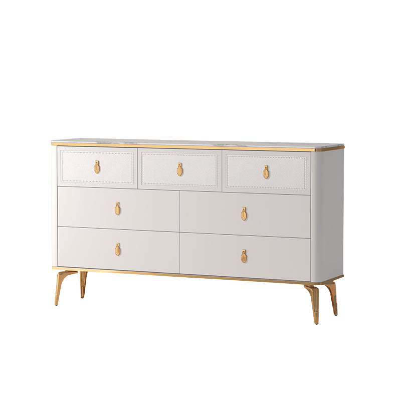 Classic Glam Stone Double Dresser Horizontal Storage Chest for Bedroom
