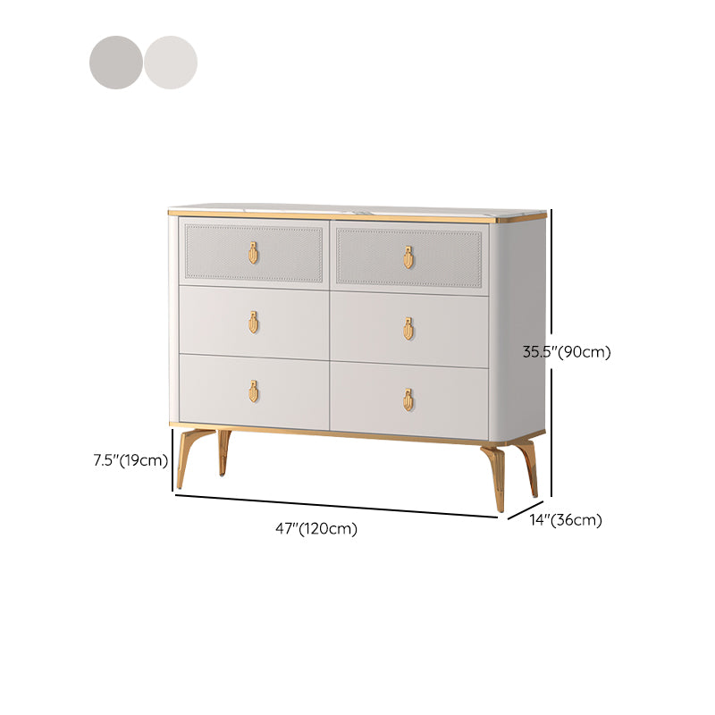 Classic Glam Stone Double Dresser Horizontal Storage Chest for Bedroom