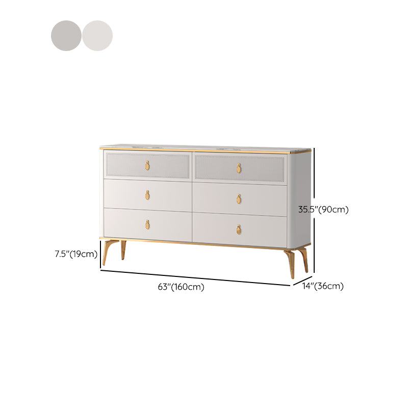 Classic Glam Stone Double Dresser Horizontal Storage Chest for Bedroom