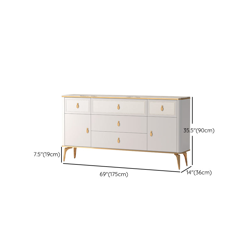 Classic Glam Stone Double Dresser Horizontal Storage Chest for Bedroom