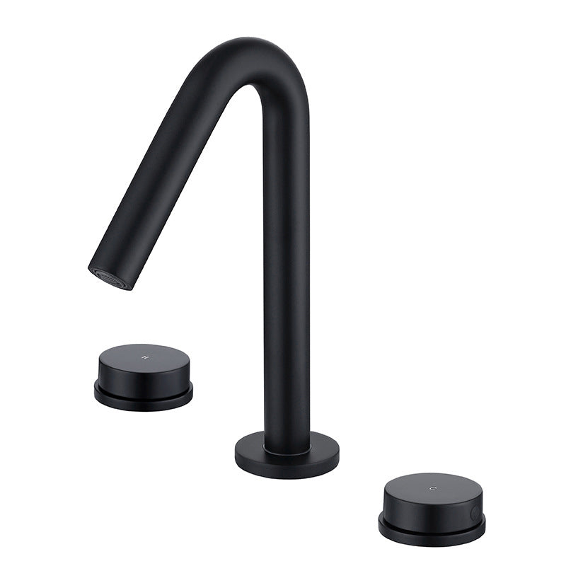 Glam Brass Widespread Bathroom Faucet 3 Hole Circular Vanity Faucet